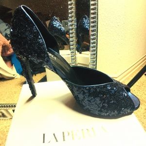 LA PERLA D’Orsey sequin heeled shoes (NewWithTags)